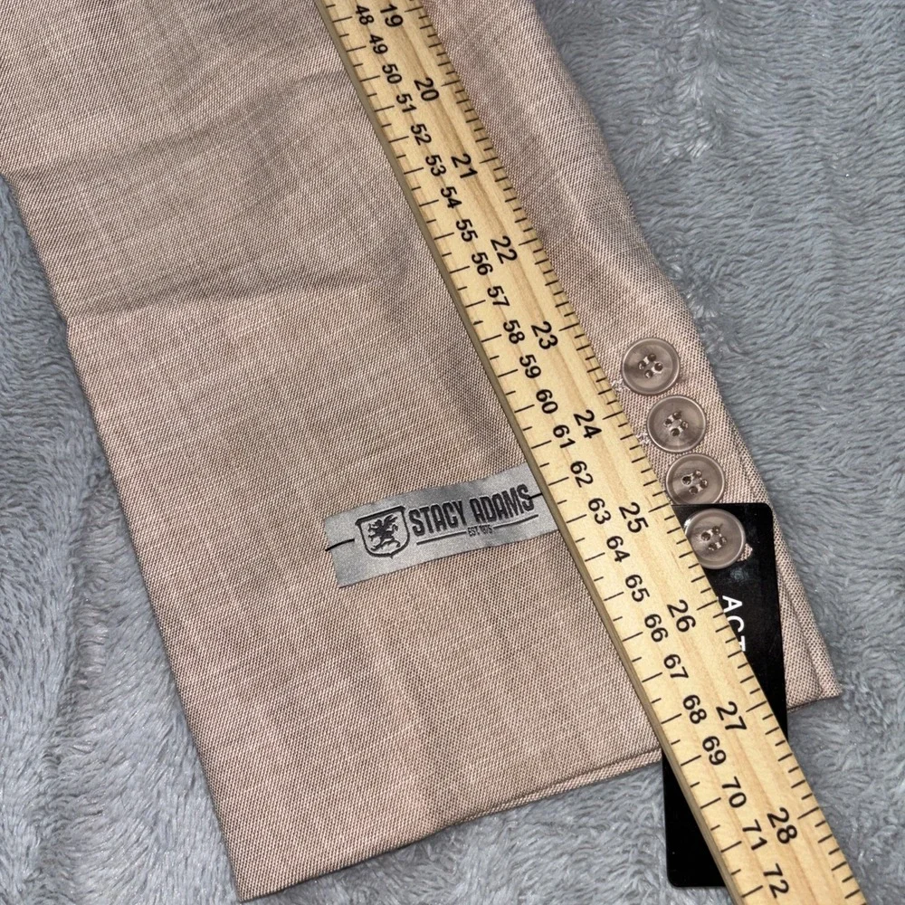 Stacy Adam's Active Stretching Light Camel Suit Jacket And Vest‎ 52L NWT